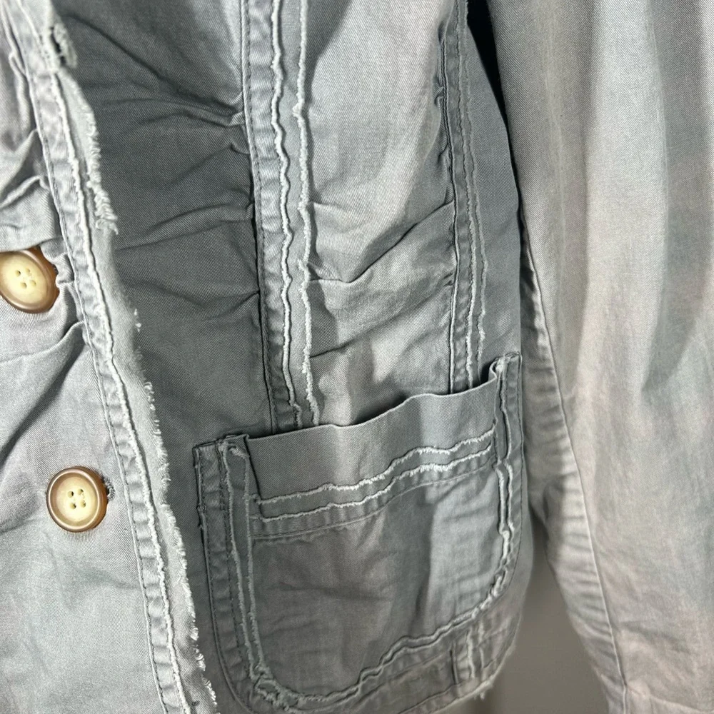 Sundance Gray Cotton Distressed Double Breasted Jacket Size L